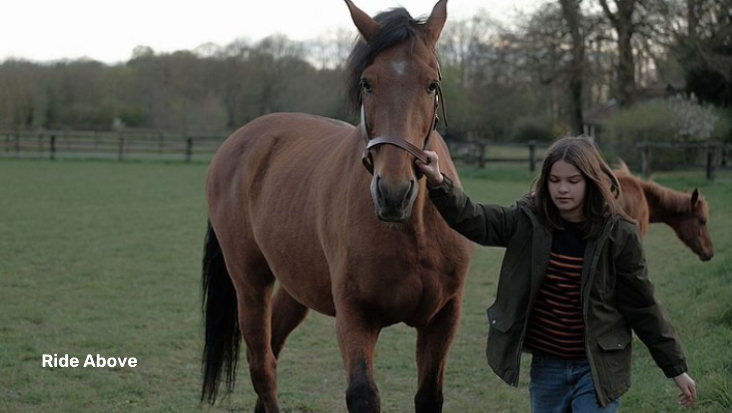 Girl leading horse