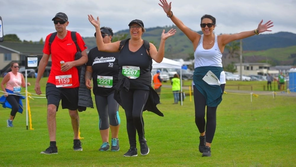 Runners and walkers finishing Whitianga run fest