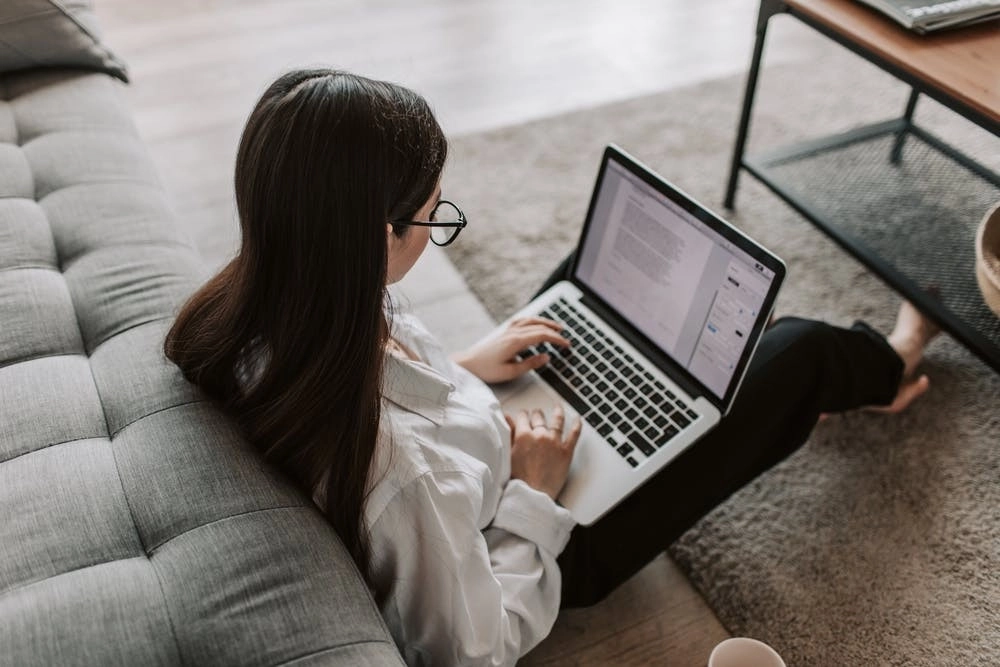 Woman working on laptop