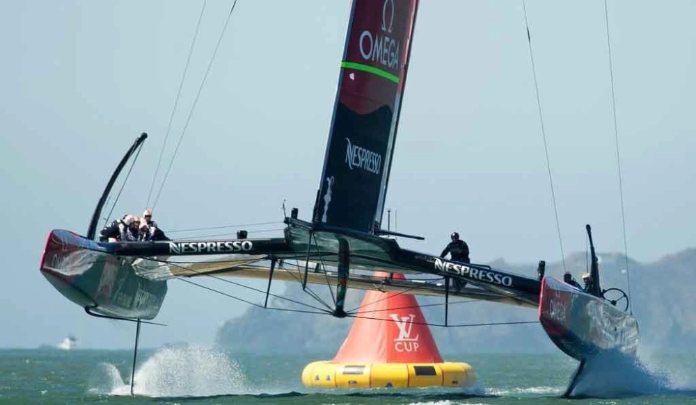 Americas Cup racing boats on the water