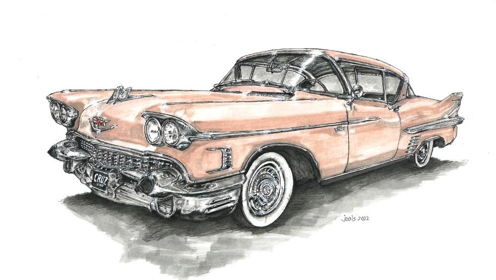 Artist print Pink Cadillac