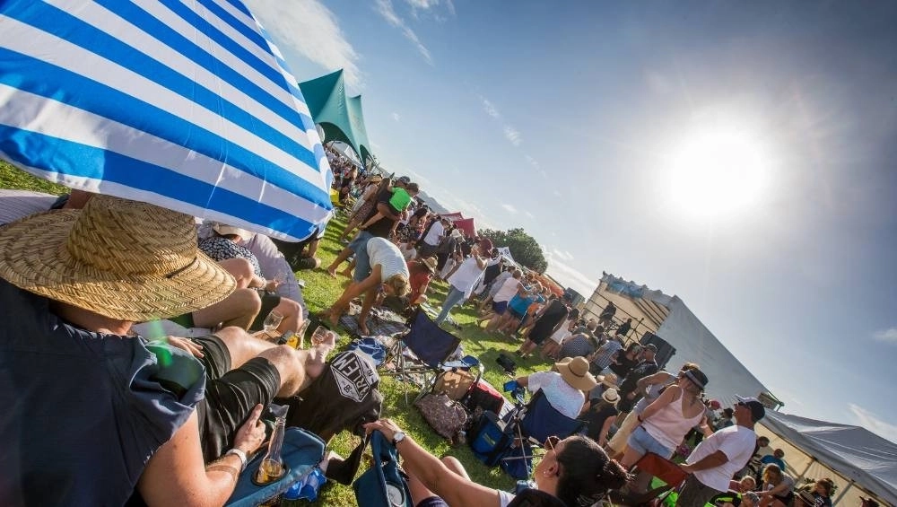 Crowd watching musicians at Festival