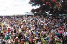 Festival goers at the Pohutukawa Festival on the Coromandel