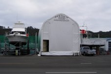 Under cover boat maintenance at H&M Pascoe