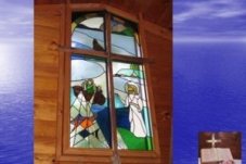Stained Glass Windown St Peter the Fisherman Anglican Church Whitianga