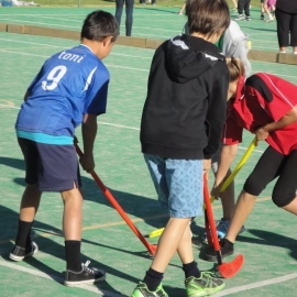 Children playing hockey