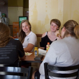 Young women at table