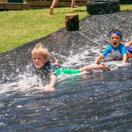 Children on waterslide