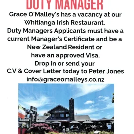 Duty Manager Vacancy