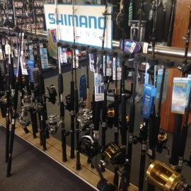 Shimano Fishing Rods on rack