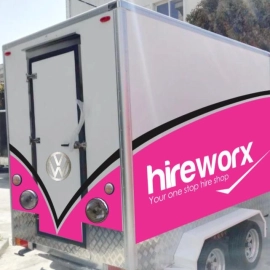 White truck with hireworx logo