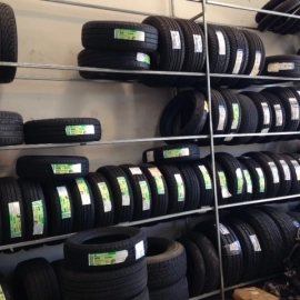 Tyres on shelves