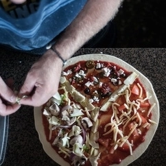 Pizza with fresh ingredients on pizzas at Lukes Kitchen