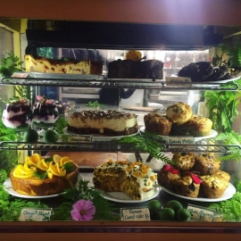 Eggscentric Cafe Cabinet with delicious goodies