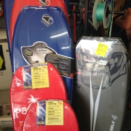 Boogie boards and beach gear at Whitianga sports centre