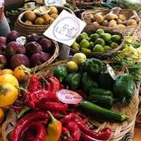 Chillies and vegetables for sale Coroglen Farmers Market Coromandel Peninsula