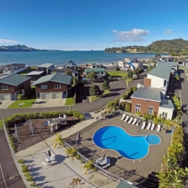 Aerial view of swimming pool and beach