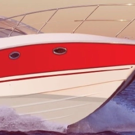 Red and white boat