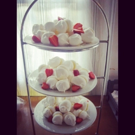 Strawberry meringues from wedding menu at Jandals Cafe and Catering in Whitianga