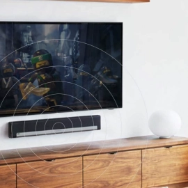 TV with sounder on wall