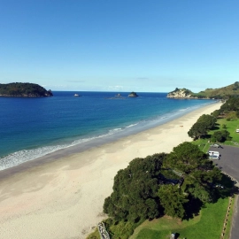 White sandy beach and island