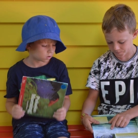 Two boys reading