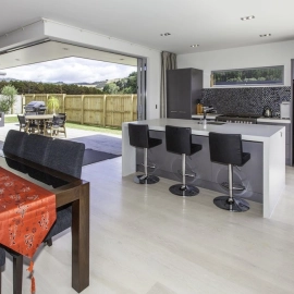 Indoor outdoor flow with large sliding doors