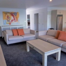 Marina Park Apartments Whitianga lounge and kitchen open plan area in appartment