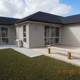 Cream weatherboard house