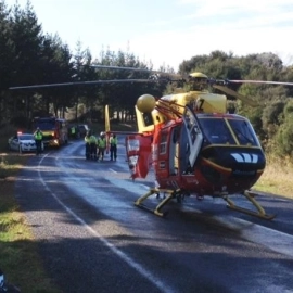 Westpac Rescue Helicopter assisting at scene of accident