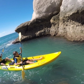 Children in yellow kayak
