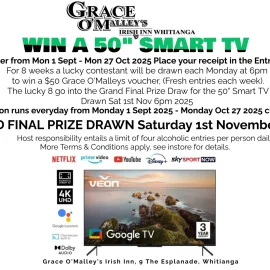 Win 1 of 8 $50 Vouchers and a chance to win 1x Smart TV