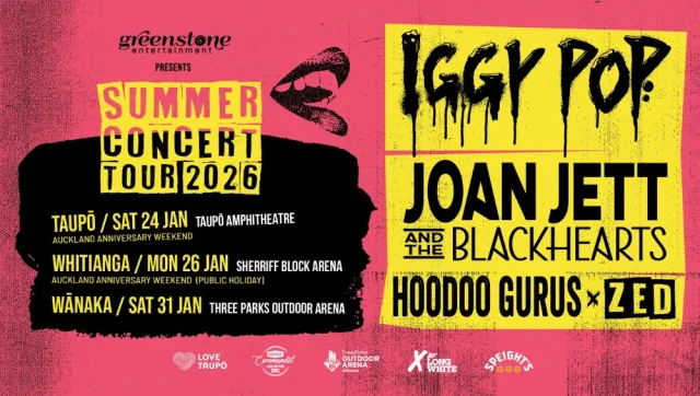 Iggy Pop, Joan Jett and the Blackhearts, Hoodoo Gurus and ZED to Headline Whitianga Summer Concert Tour 2026